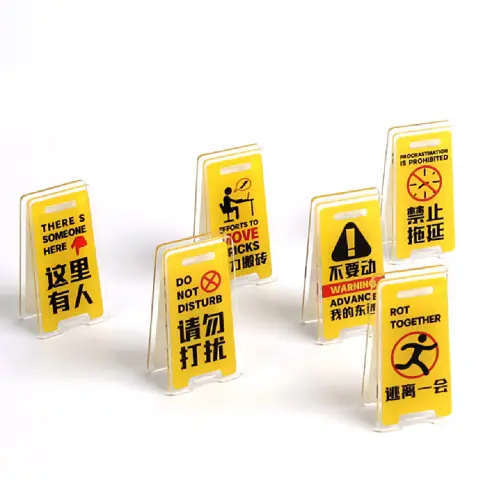 Creative Acrylic Warning Sign Clip Style