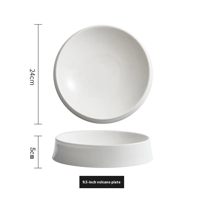 Irregular White Ceramic Dinner Plate - 9.5Inch Volcano Plate