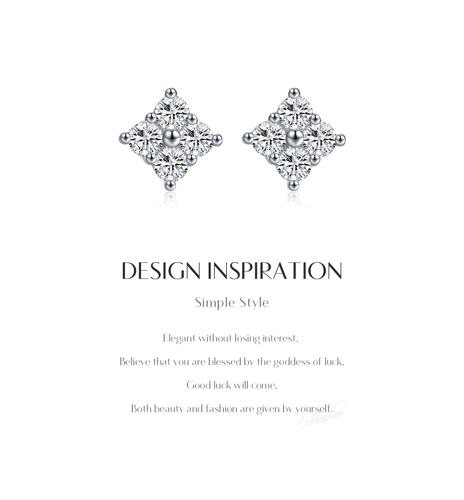 S925 Sterling Silver Diamond Flower Earrings