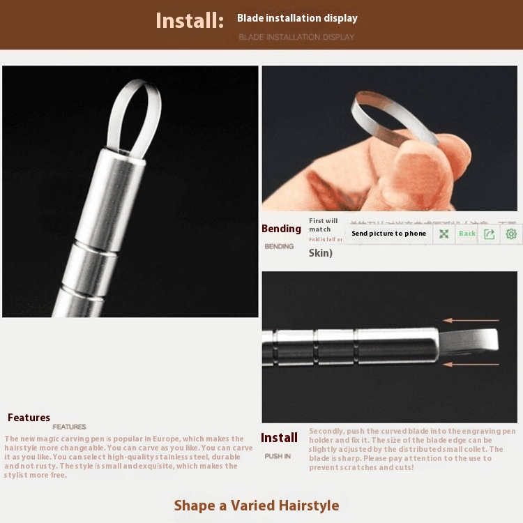 Hairdressing Engraving Pen Mens Hairstyles Fine Steel Razor Pen
