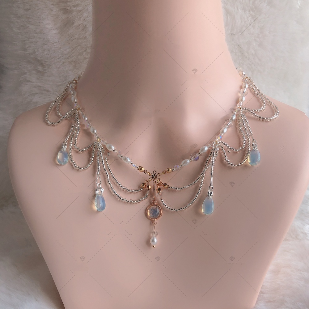 Multi-layer Crystal Moon Flower Fairy Dreamcatcher Lolita Necklace