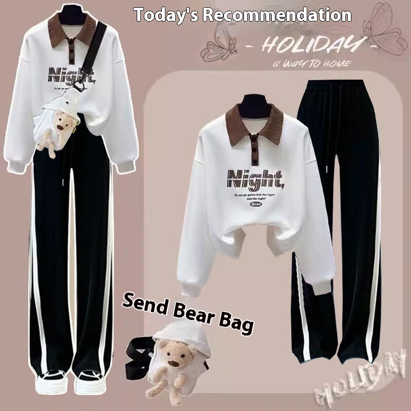 New Spring And Autumn Fashion Wide Leg Pants Two-piece Set