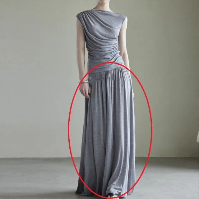 Paperman Suit Heavy Tencel Wool Off neck French Top And Skirt Smoking Gray Skirt - Shop at LoveMi