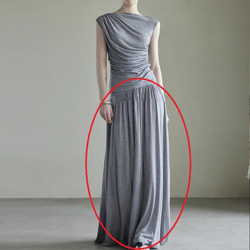 Paperman Suit Heavy Tencel Wool Off-neck French Top And Skirt - Smoking Gray Skirt