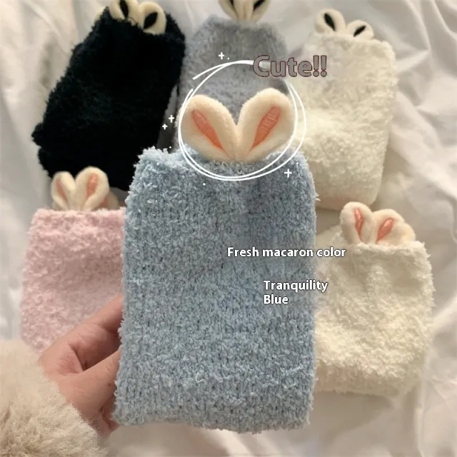 Coral Fleece Winter Home Warm keeping Socks Blue Socks Pink - Shop at LoveMi