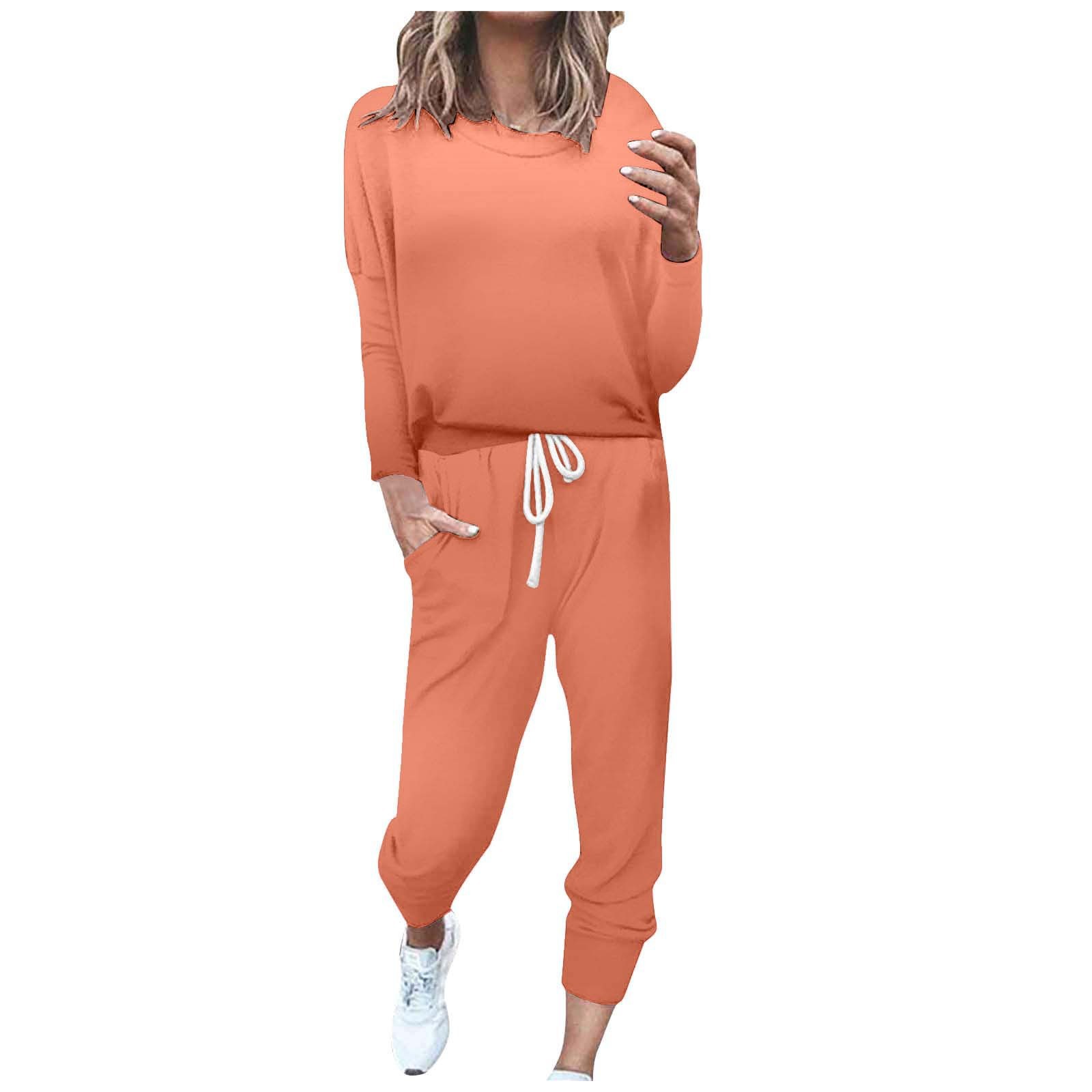 European And American Solid Color Artificial Cotton Casual Long Sleeve Pants Two-piece Set