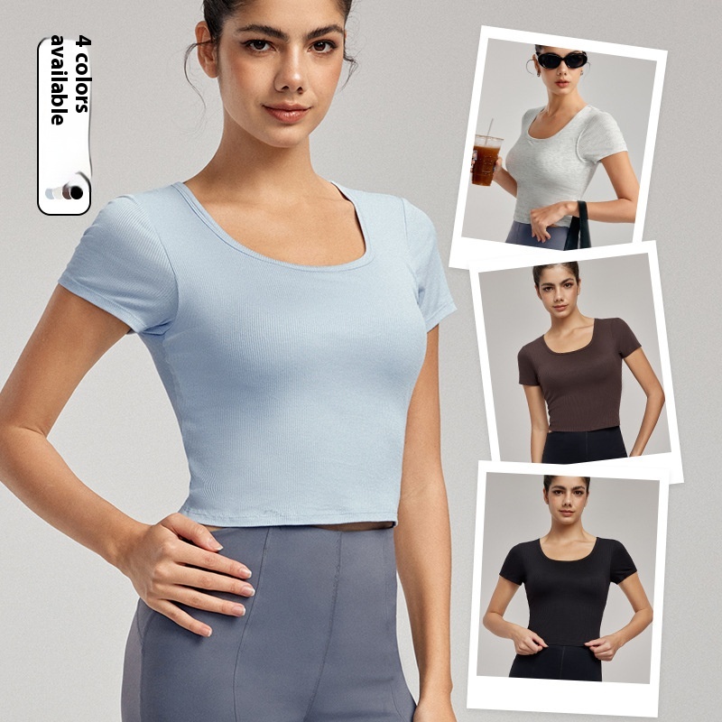 Semi-Fixed Chest Pad Breathable Fitness T-shirt