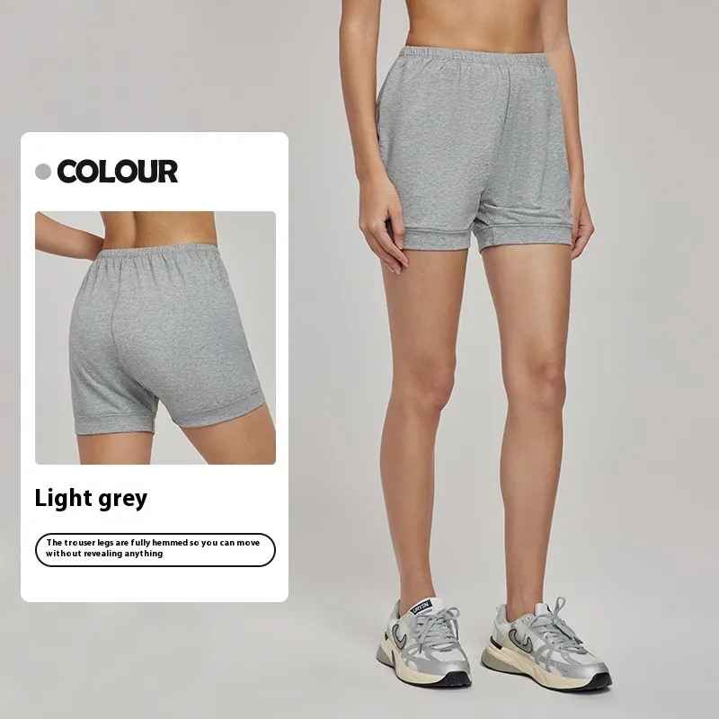 Solid Color Cotton Loose Breathable Workout Shorts - Gray