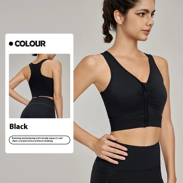 Front Zipper Sports Yoga Vest Black - Shop at LoveMi