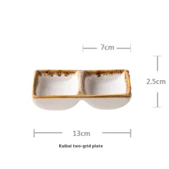 Square Ceramic Snack Sauce Ceramic Plate - Kuibai Two Grid - View 1