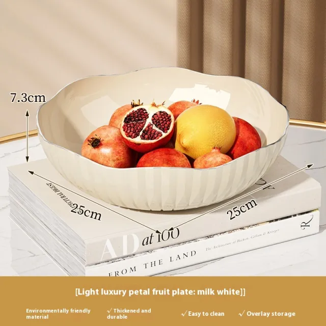 Household Creative And Slightly Luxury Transparent Fruit Plate Milky White - Shop at LoveMi