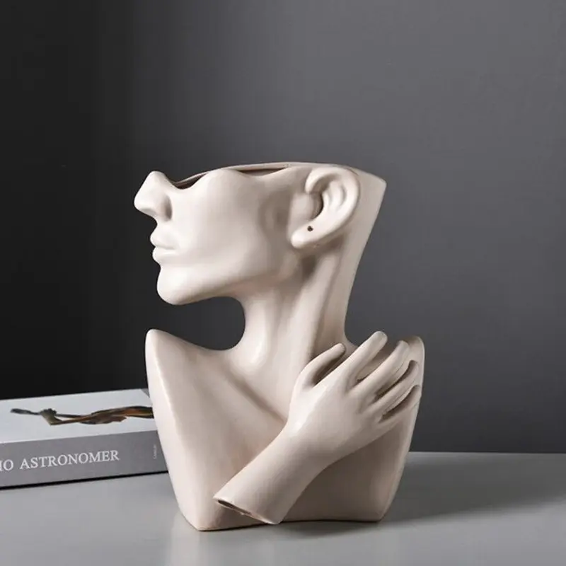 Modern Nordic Style Creative Portrait Vase Human Head Flower