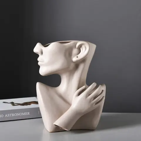 Modern Nordic Style Creative Portrait Vase Human Head Flower