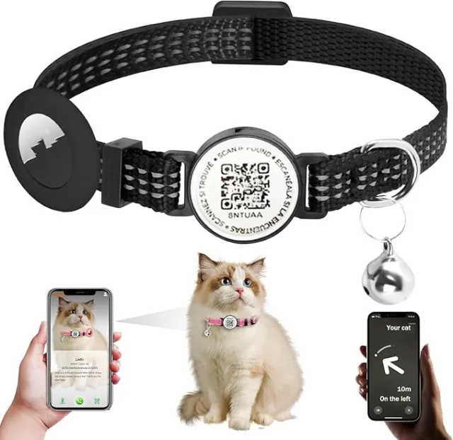 QR Code Collar Positioning Anti lost Tracking Pet Collar Black Three Lines - Shop at LoveMi