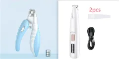 Pets Dog Paw Trimmer With LED Light Fully Waterproof Pet Hair Trimmer With LED Display Dog Clippers For Grooming Widen Blade - White Set1 - View 1