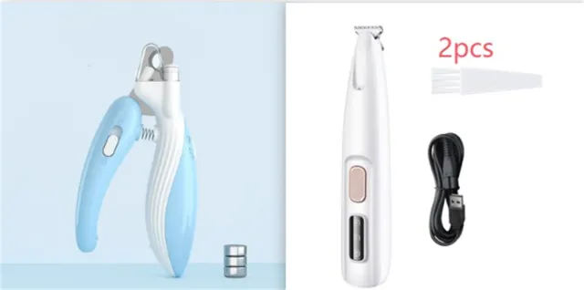 Pets Dog Paw Trimmer With LED Light Fully Waterproof Pet Hair Trimmer With LED Display Dog Clippers For Grooming Widen Blade White Set1 - Shop at LoveMi