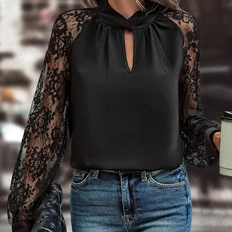 Commuter's All-matching Lace Stitching Long-sleeved Top