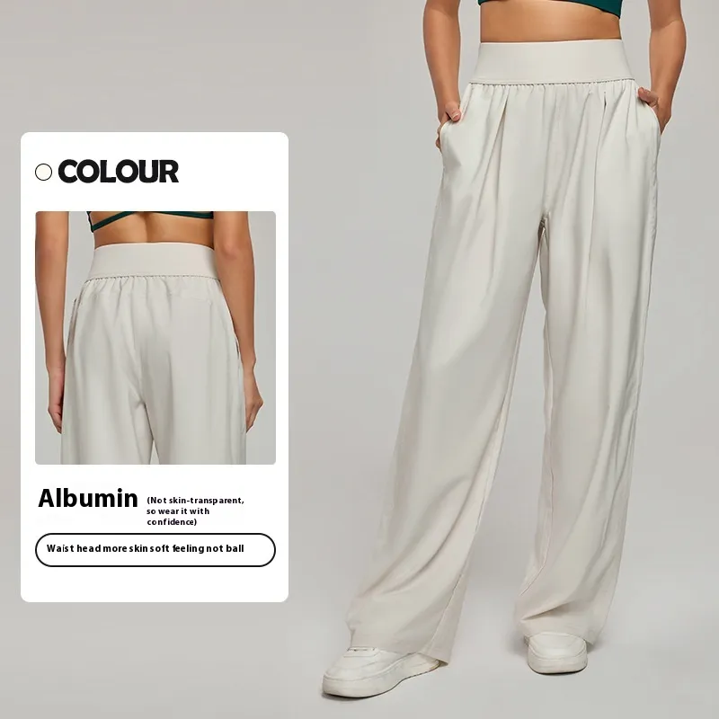 High Waist Slimming Sports Trousers Breathable Loose Drooping - M-Albumin