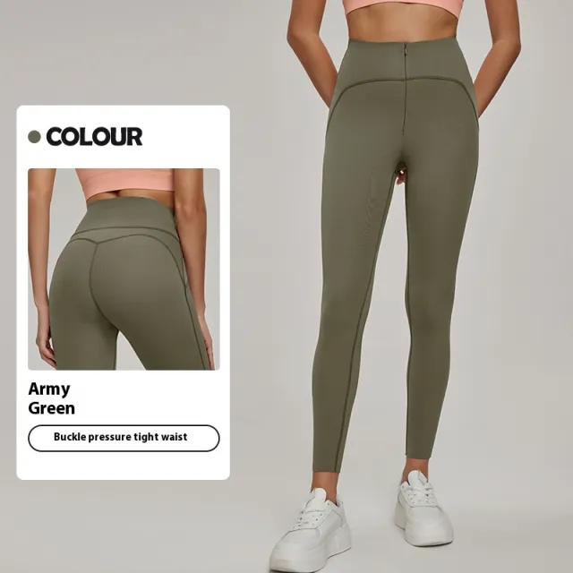High Waist Hip Lift Seamless Waist Slimming Workout Pants Army Green - Shop at LoveMi