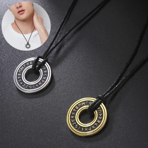 Vintage Nordic Rune Necklaces for Men Stainless Steel Norse