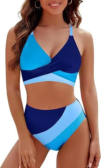 Lace Up Cross Bra Top Suit Blue - Shop at LoveMi