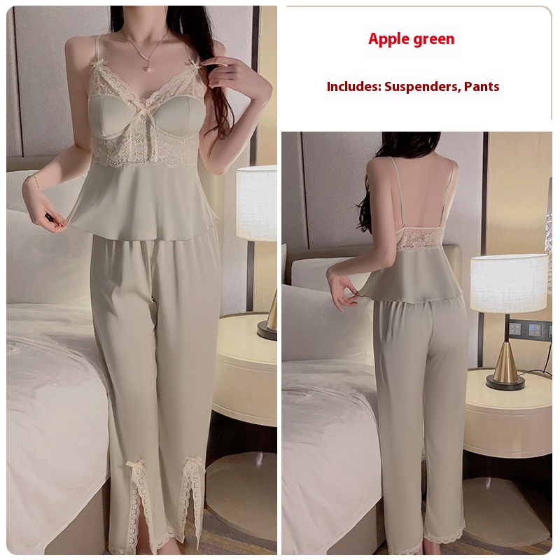 Suspenders Top And Trousers Outerwear Gown Three-piece Homewear Suit