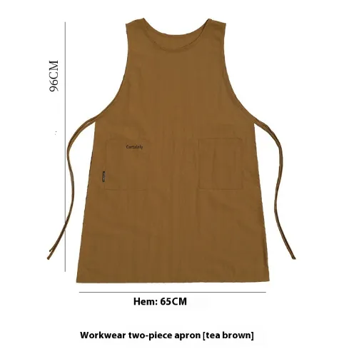 Water Repellent Household Apron Long Apron Used In Kitchen Painting Brown Tea - Shop at LoveMi