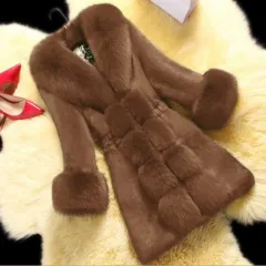 New Style Rabbit Fur Ladies Fur Coat - Dark Brown - View 1