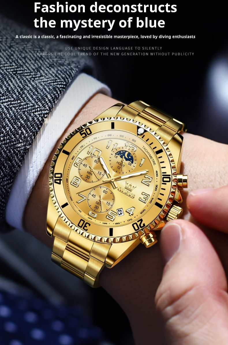 OLEVS Multi-function Watch - black steel bracelet