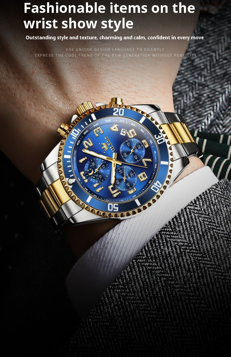 OLEVS Multi-function Watch - blue steel bracelet