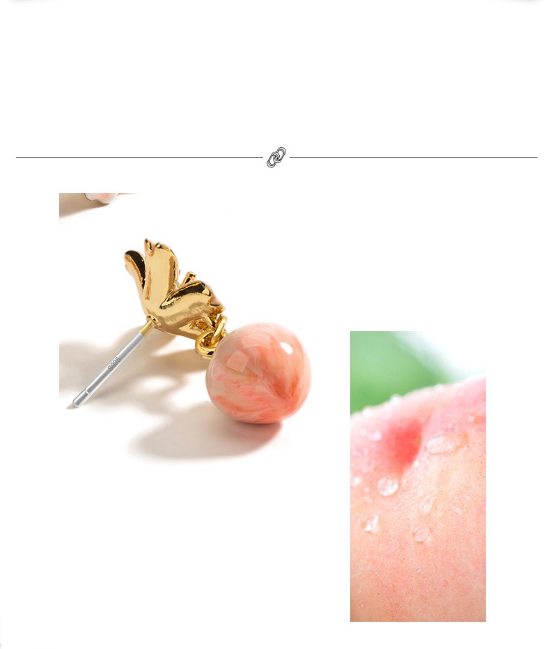 Peach Earrings Female Sweet Cute