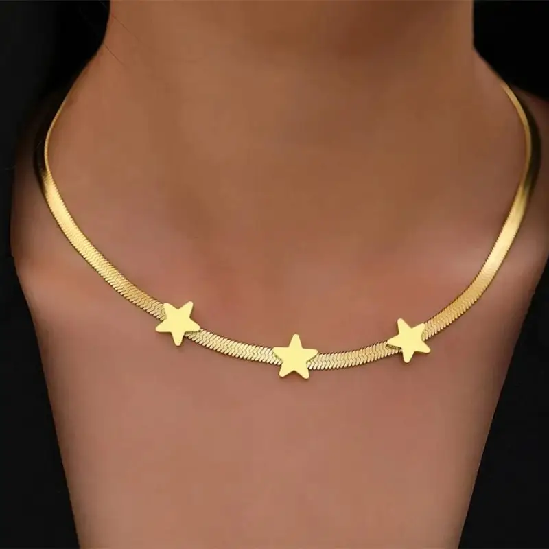 Stainless Steel Necklaces Gothic Blade Snake Chains Stars Choker Statement Light