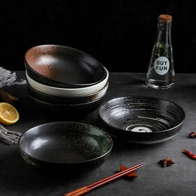 Household Ceramic Plates Creative Steak Round Plate