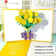 Rose Bouquet Paper Carving Birthday Blessing Small Card Greeting Card - 3D Greeting Card Sunflower - View 1