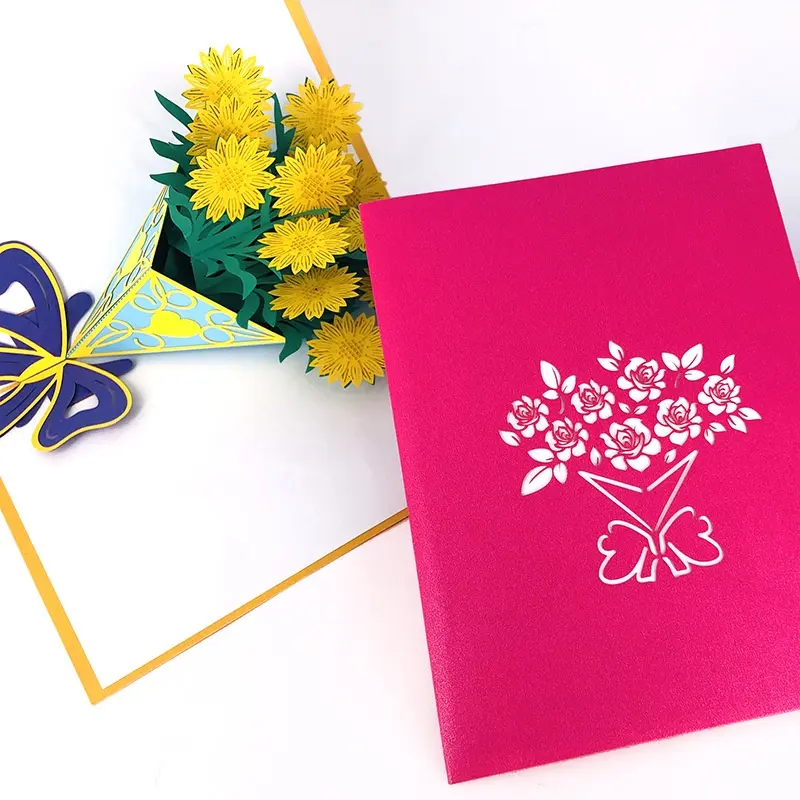 Rose Bouquet Paper Carving Birthday Blessing Small