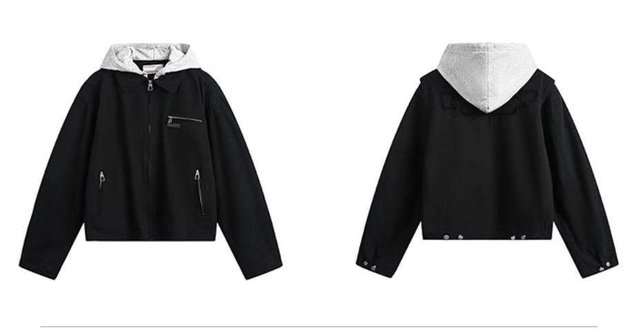 Retro Fake Two-piece Street Motorcycle Clothing Women's Lapel Patch Jacket Coat