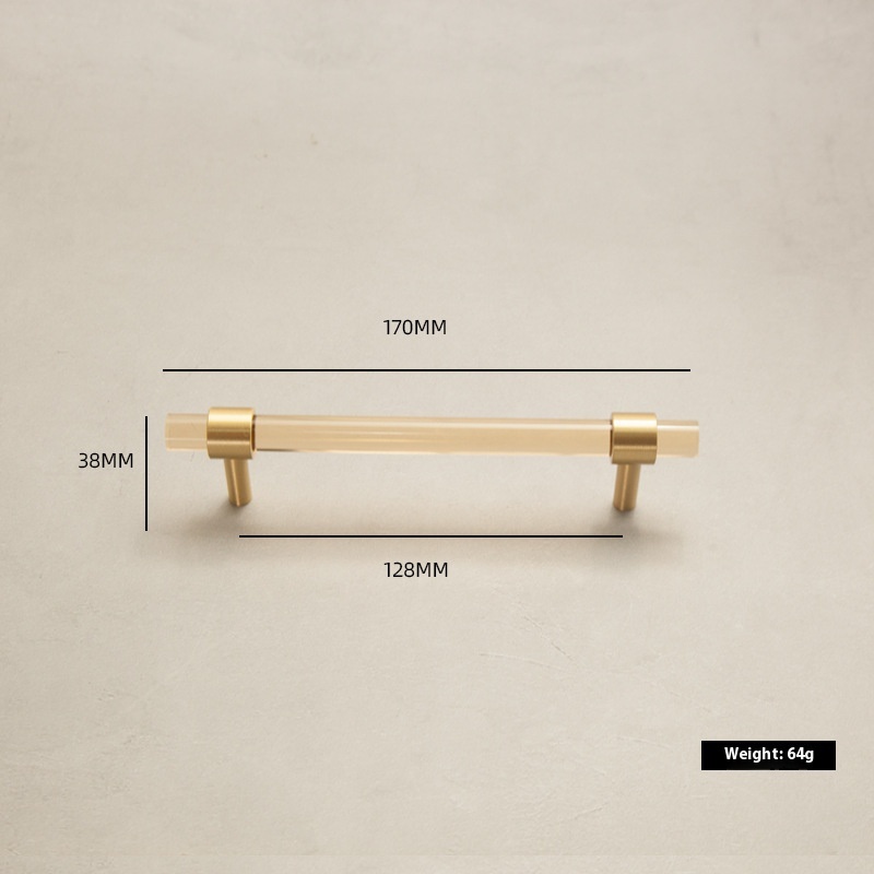 Acrylic brass long handle cabinet door handle (acrylic 128
