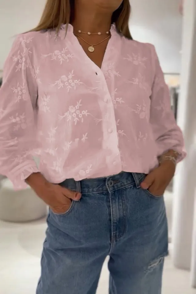 European And American Solid Color Blouse 3Style Xxl - Shop at LoveMi