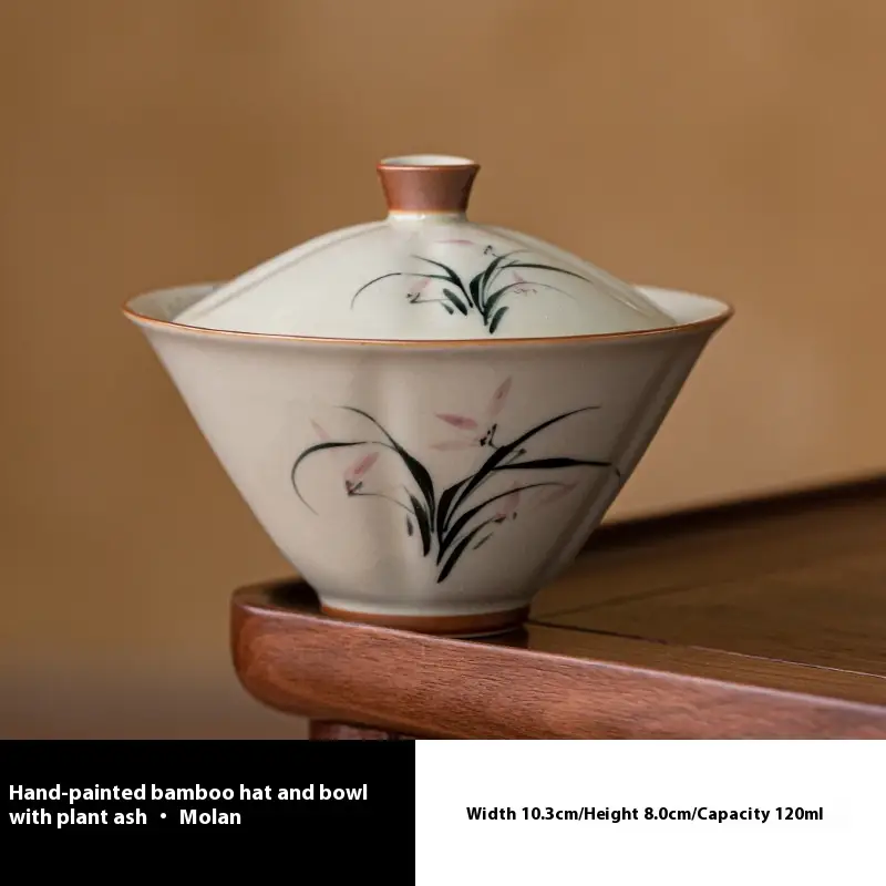 Grass And Wood Gray Hand-painted Bamboo Kung Fu Tureen Vintage Ceramic Tea Set
