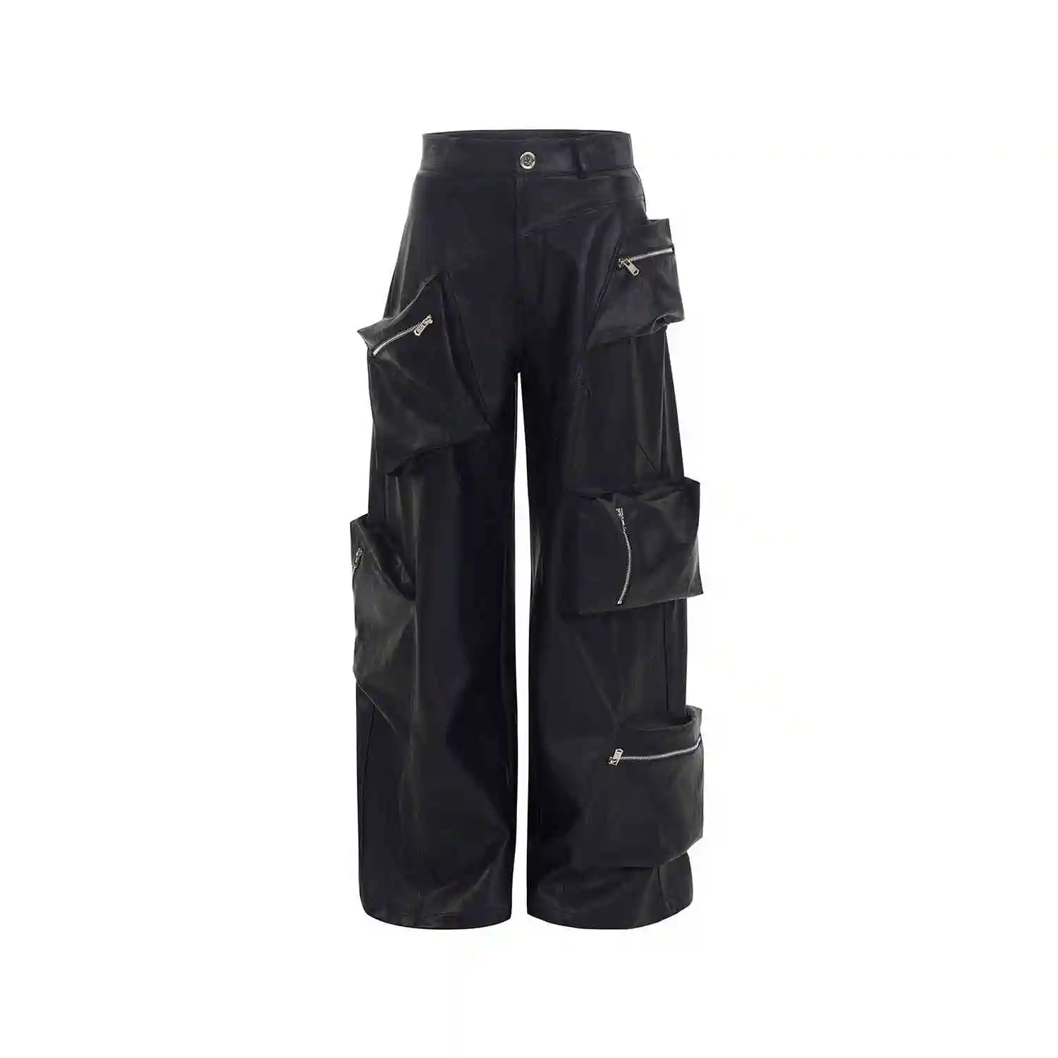 Heavy Black PU Leather Pants Men's Spring