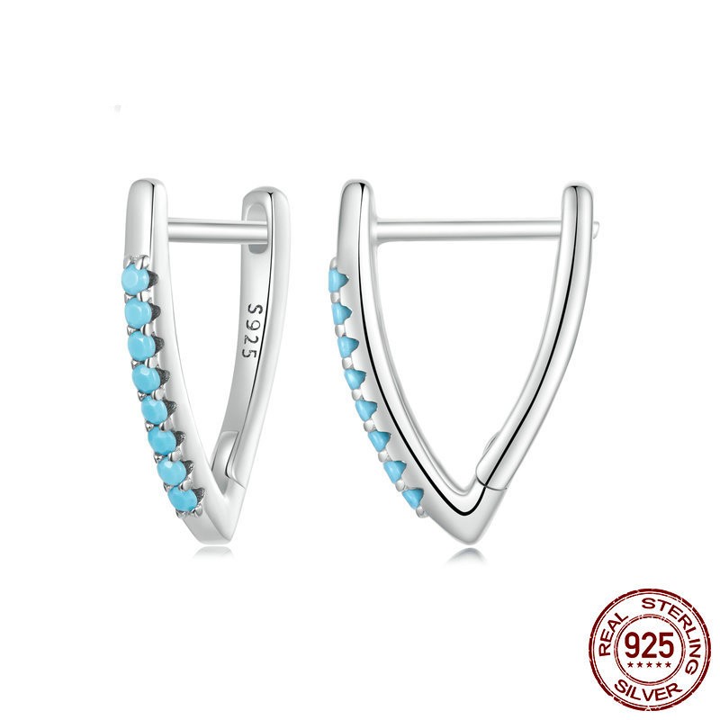 Fashion Turquoise V-type All-match Ear Clip