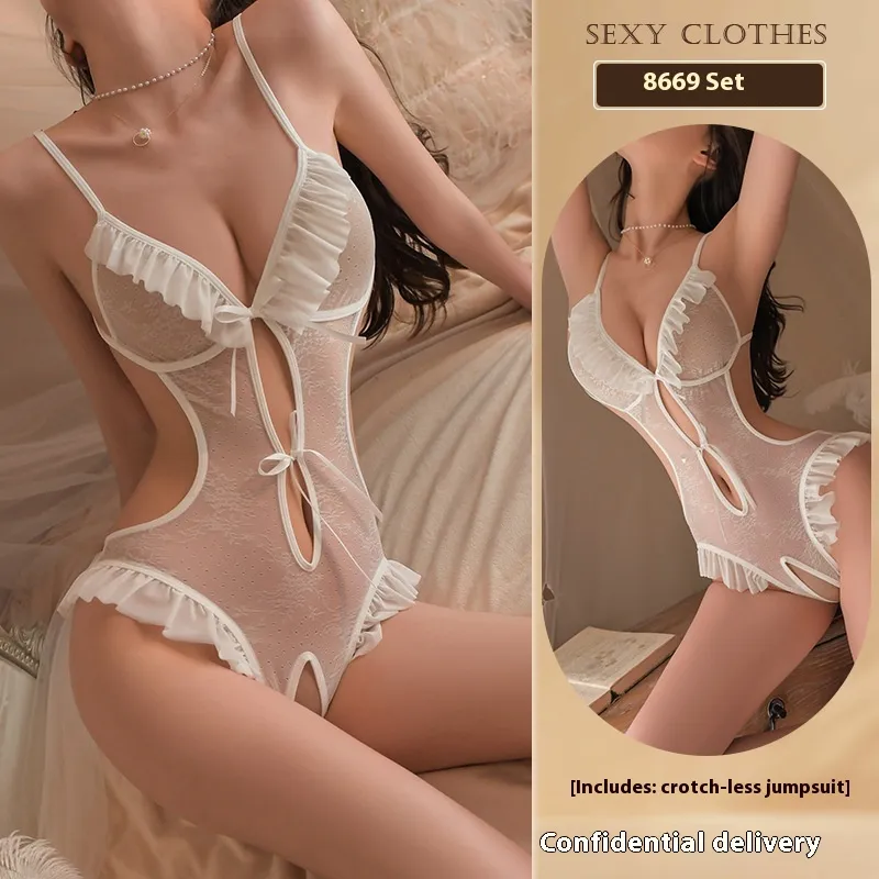 Sexy Lingerie Sexy Open Jumpsuit - White