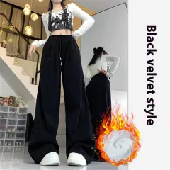 Women's Idle Style Casual All-matching Mop Pants Trousers - Black Velvet - View 1