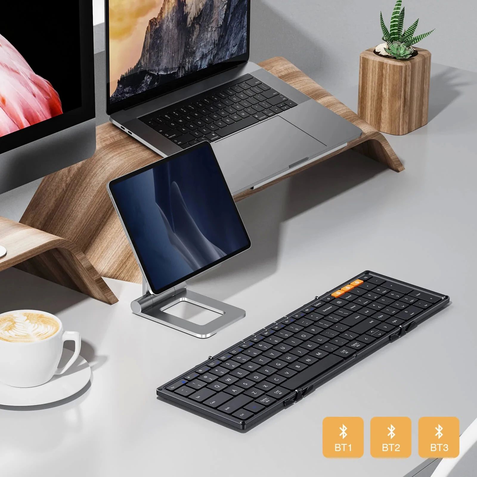 Folding Keyboards With Numeric Keypad Bluetooth Wireless