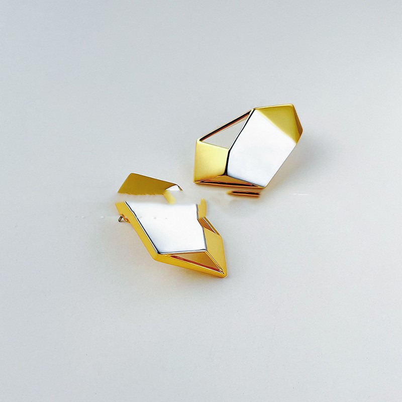 18K Gold Plating Brass Hollow-out Spliced Meteorite Stud Earrings