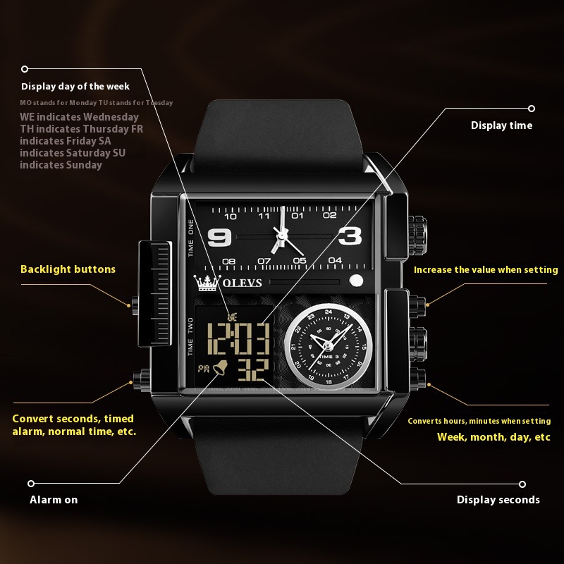 Multifunctional Sports Timing Quartz Movement Electronic Watch - Image 6