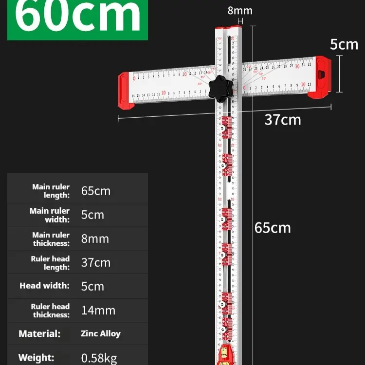T-shaped Aluminum Alloy 90 Degree Ruler