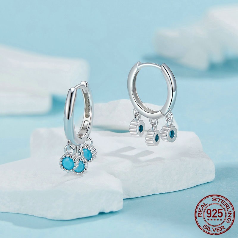 European And American Style Sky Blue Fashion Turquoise Ear Clip