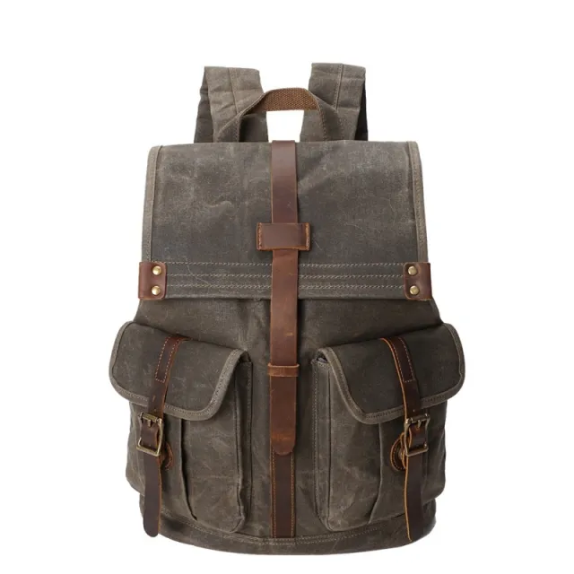 Men's Oil Wax Canvas Vintage Travel Backpack Green - Shop at LoveMi