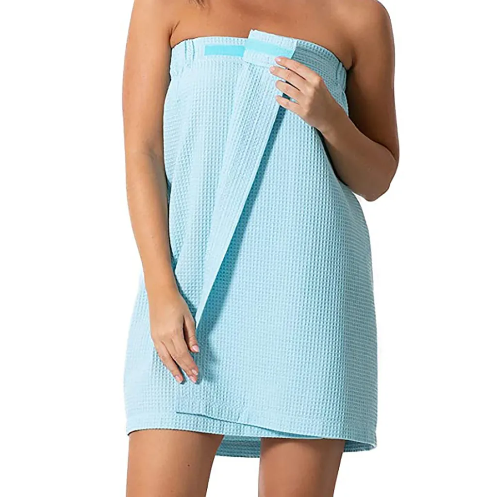Women's Microfiber Bath Skirt Water-absorbing Quick-drying Tube Top Bathrobe - Lake Blue